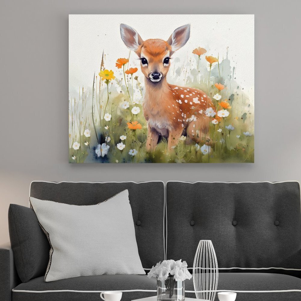16x20 Cute Fawn Deer Watercolor Oil Painting Poster Wall‎ Art 16x20 Poster - Picture 7 of 7